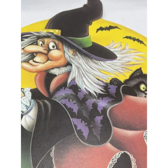 NOS Vintage 1983 BEISTLE Halloween 2 Sided Witch On Broom Cutout Decoration 16" - Picture 12 of 16
